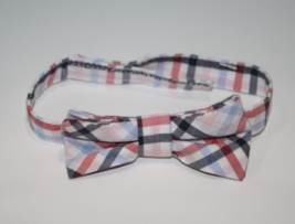Infant Baby Boys Red White Blue Plaid Bow Tie 6-9 Months Hook Loop Closu... - £4.74 GBP