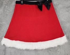 Planet Gold Skirt Womens Large Red Knit White Fur Black Bow Christmas Fl... - £20.02 GBP