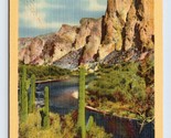 A Bend In the Salt River Arizona AZ UNP Unused Linen Postcard E15 - $2.92