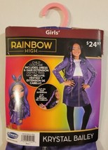 Rainbow High Krystal Bailey Girls Costume Size XS 4/5 Dress &amp; Hair Extension - £15.76 GBP