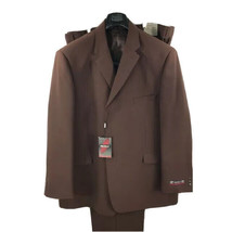Pacelli Men Brown Suit 3 Piece 3 Button Pleated Pants Wide Leg Sizes 58L... - $200.00