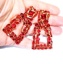 Bridesmaid Drop Earrings, Rhinestone Crystal Earrings, 2.5 inch Red Chandelier E - £29.05 GBP