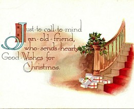 Good Wishes Christmas Presents Pink of Perfection Unused UNP 1900s Vtg Postcard - £6.29 GBP