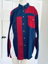 Wrangler Western Shirt Pearl Snap Red White Blue American Vintage Men’s ... - $21.88