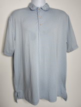 Peter Millar Summer Comfort Polo Shirt Mens Large Stripes Short Sleeve Blue - $24.99