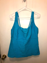 NEW Lands End Womens Plus SZ 20W Turquoise Tankini Top w/ Built In Bra - £13.19 GBP