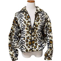Y2k Kloz Size M Medium Leopard Print Jacket Vintage Oversized Zip Front Light - £17.88 GBP