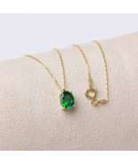 Oval Shape Green Sapphire Pendant Necklace 925 Silver Solitaire Necklace  - $382.09 CAD