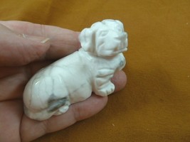 (Y-DOG-DA-711) white DACHSHUND weiner dog hotdog FIGURINE carving I love... - $17.53
