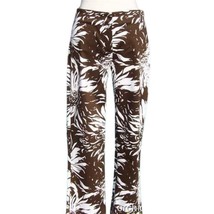 Cache Stretch Brown White Flower Crop Pant Flat Front Stretch New NWT $88 - $35.20