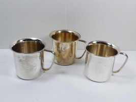 Vtg Lot Of 3 Silver Plated Plain Engravable Baby Cup - £50.29 GBP