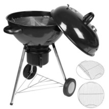 22 Inch Charcoal Grill with 2 Cooking Grates and wheels - Enamel Lid and... - £411.58 GBP