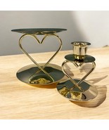 Vtg MetalGlow HEART Wedding Unity Candle Pillar Candleholder Gold + 1 Taper - $27.06 CAD
