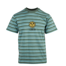 OBEY Men&#39;s Green Aqua Sunrise Striped S/S T-Shirt - £8.54 GBP