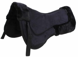 23&quot;x22&quot; Horse English Riding Black Contour Suede Leather Lined Half Pad ... - $36.62