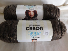 Caron Simply Soft Tweeds Taupe lot of 2 dye Lot 10 - £8.64 GBP