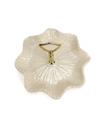 White Porcelain Tid-Bit Serving Tray, Gold Tone Handle, Ruffled &amp; Scalloped - $33.44 CAD
