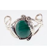 Sterling Silver Navajo Cuff Bracelet with Malachite Stone, CP - $5,997.55 MXN
