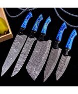 5 PIECES CUSTOM HANDMADE DAMASCUS STEEL CHEF KNIFE SET KITCHEN KNIVES CH... - $88.21