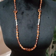 Womens Fashion Elegant Orange Color Rhinestones Chunky Beaded Long Necklace - $26.73