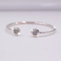 Real 925 Sterling Silver Signature Bangle with Clear CZ Open Bangle  - £20.61 GBP+