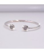 Real 925 Sterling Silver Signature Bangle with Clear CZ Open Bangle  - £20.56 GBP+