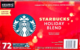 Starbucks Holiday Blend Medium Roast 72 Count K-Cup Pods EXP 06/2026 - $63.97