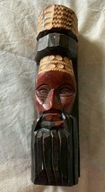 Carved Wooden Head Face Statue from Jamaica Tiki man Folk Art  9 inch totem pole - $19.79