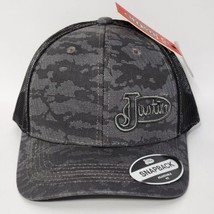 Justin Camo Snapback Hat Grey and Black with Charcoal Logo Cap Mesh-Back... - £20.56 GBP