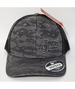 Justin Camo Snapback Hat Grey and Black with Charcoal Logo Cap Mesh-Back... - £20.54 GBP