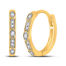 10kt Yellow Gold Womens Round Diamond Milgrain Fashion Earrings 1/10 Cttw - £291.17 GBP