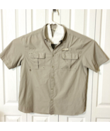 Men&#39;s Field and Stream Button Front Tan Fishing Shirt Size Large Short S... - $23.15 CAD