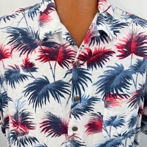Hawaiian Aloha 3 XL Shirt Palm Leaves Red White Blue Patriotic Tropical - £29.89 GBP