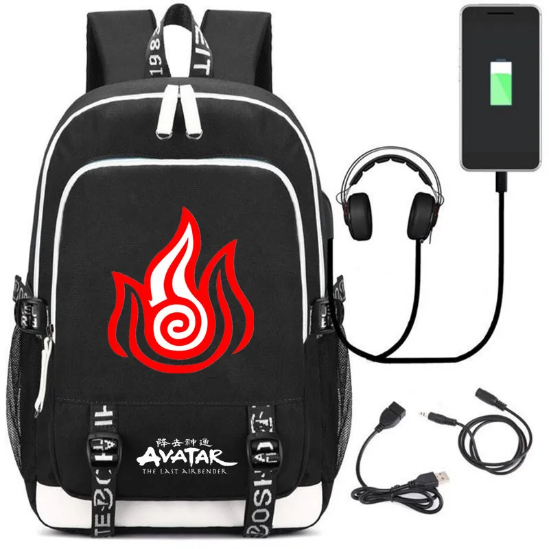  The Last Airbender canvas Backpack USB Charging school bag Tardis music mochila - £70.39 GBP