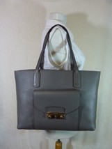 NWT FURLA Lava Gray Pebbled Leather Julia Tote Bag $398 - Made in Italy - £262.18 GBP