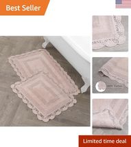Cotton XL Crochet Bath Rugs &amp; Bath Mats, 17"x24"/21"x34", Dusty Pink - $64.15