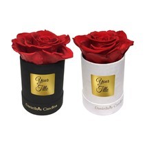 Personalized Single Long Lasting Red Rose In Black Suede Box, Long Lasting - £12.52 GBP