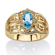 PalmBeach Jewelry Birthstone Gold-Plated Ring-March-Aquamarine - £20.63 GBP