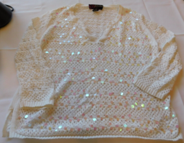 Peck &amp; Peck Women&#39;s Ladies Size XL Xlarge 3/4 Sleeve Sweater White **spots  GUC - £12.13 GBP