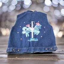 Levi&#39;s Denim Vest Women’s Large Made In USA Misses Jean Horse Carousel V... - $33.94