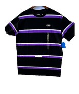 NEW Neff Sorenson Black Purple Striped Short Sleeve T-Shirt Men&#39;s Size L... - $210.57 MXN