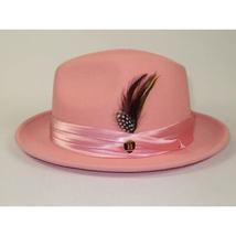 Mens Bruno Capelo Hat Australian Wool Crushable Fedora Giovani UN126 Pink image 4