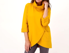 Studio Park x Jayne Brown French Terry Cowl Neck Tunic- Gold, LARGE - £21.52 GBP