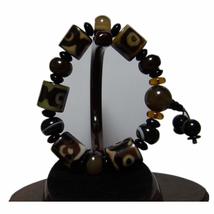 0.6&quot; China Certified Nature Chalcedony Jade Barrel Beads Hand Made Bangle Bracel - £47.15 GBP