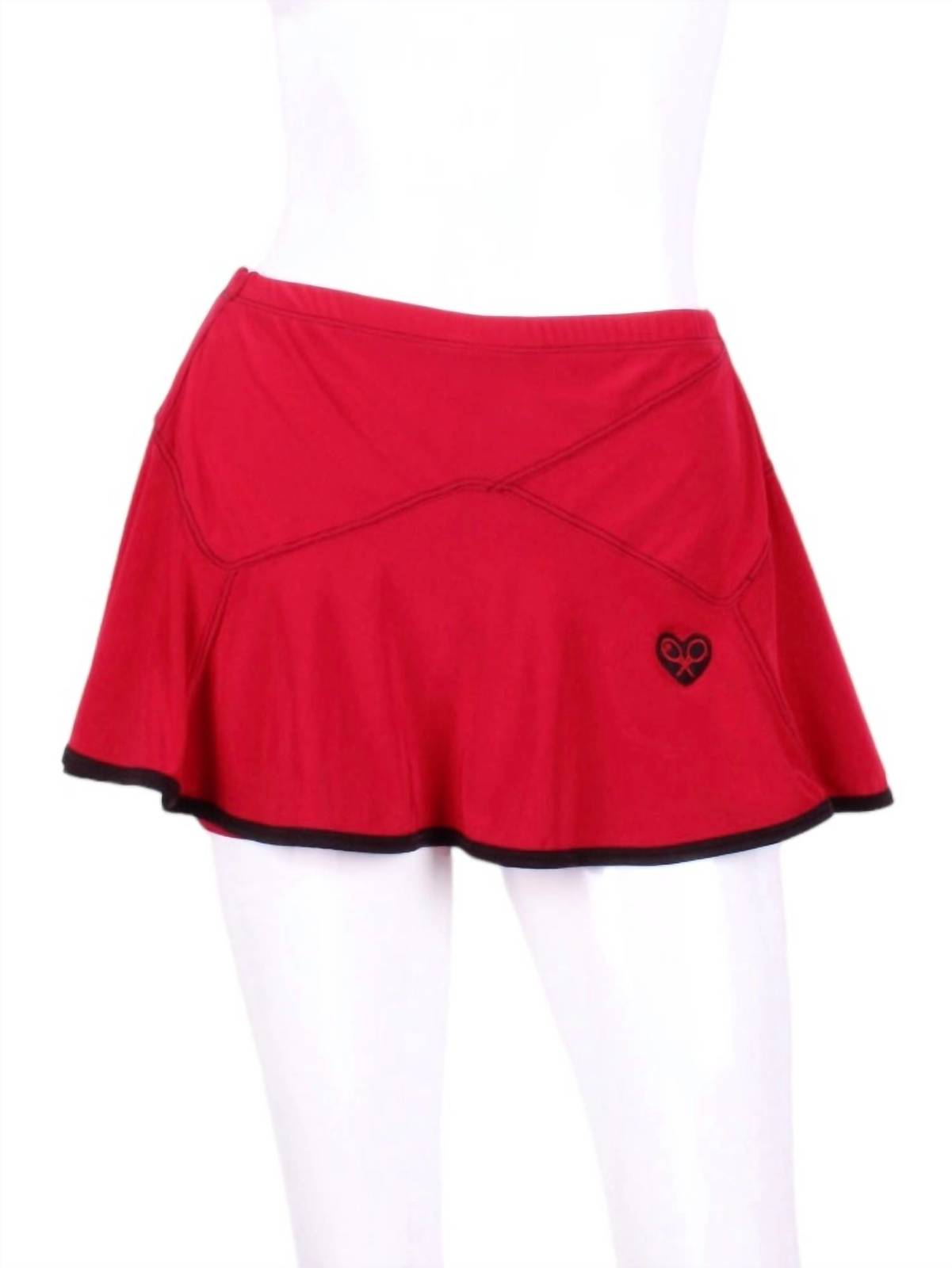 Love Love Tennis Women&#39;s Triangle Skirt Red /black Trim - $147.00
