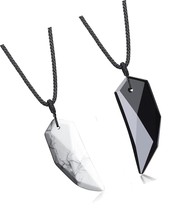 Obsidian Howlite Wolf Tooth Yin Yang Couples Pendant - £73.31 GBP