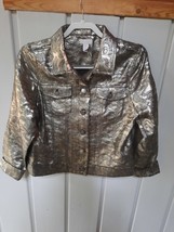 Chicos Women Jacket Metallic Camoflauge Pale Gold/Black Chicos Size 1 M - $24.75