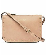 Calvin Klein Cashew Tan Crossbody Shoulder Bag Studs Top Zip Medium - $71.95 CAD