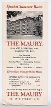 The Maury Hotel  Brochure 19th &amp; G Streets Washington DC 1930's - $17.82