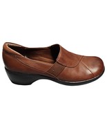 Clarks Bendables Comfort Shoes Womens 8.5M Brown Leather Low Heel Slip O... - $27.73